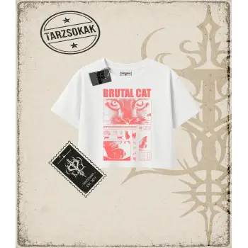 Gotik & Grunge STREETWEAR BRUTAL CAT Crop Tişört