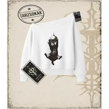 Gotik & Grunge STREETWEAR CAT RETRO (6) Kayık Yaka Sweatshirt