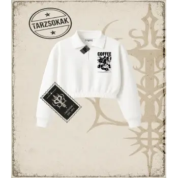 Gotik & Grunge STREETWEAR COFFE DREAM Yarım Fermuarlı Crop  Sweatshirt