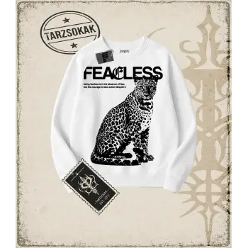 Gotik & Grunge STREETWEAR FEARLESS Bisiklet Yaka Sweatshirt