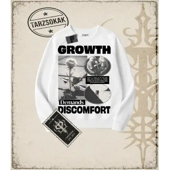 Gotik & Grunge STREETWEAR GROWTH DEMANDS DISCOMFORT Bisiklet Yaka Sweatshirt