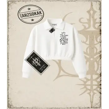 Gotik & Grunge STREETWEAR HELLO THIS IS A REMINDER Yarım Fermuarlı Crop  Sweatshirt