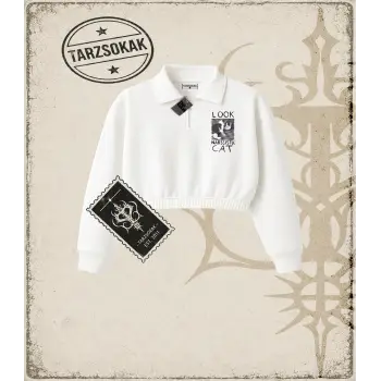 Gotik & Grunge STREETWEAR LOOK NASRSSISTIC CAT Yarım Fermuarlı Crop  Sweatshirt