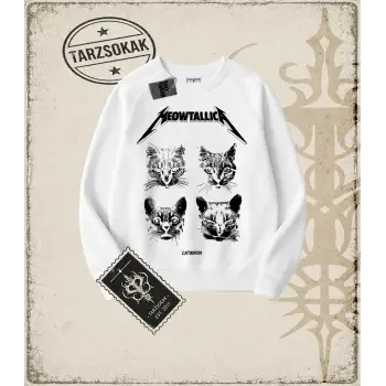 Gotik & Grunge STREETWEAR MEOWTALLICA Bisiklet Yaka Sweatshirt