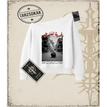 Gotik & Grunge STREETWEAR PALESTINE 2 Kayık Yaka Sweatshirt