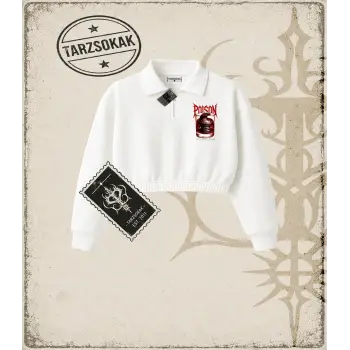 Gotik & Grunge STREETWEAR POISON Yarım Fermuarlı Crop  Sweatshirt