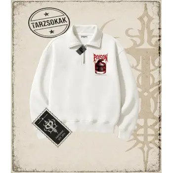 Gotik & Grunge STREETWEAR POISON Yarım Fermuarlı Sweatshirt
