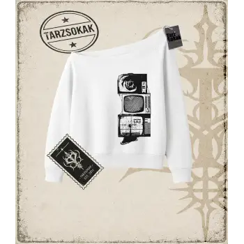 Gotik & Grunge STREETWEAR TELEVISION Kayık Yaka Sweatshirt