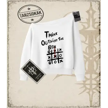 Gotik & Grunge STREETWEAR THINK OUTSIDE THE BOX Kayık Yaka Sweatshirt