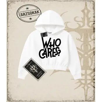 Gotik & Grunge STREETWEAR WHO CARES Crop Kapşonlu Sweatshirt