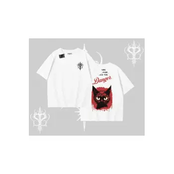 Gotik Kedi Arka Baskılı Oversize Tshirt