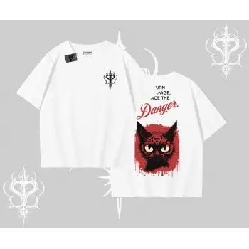 Gotik Kedi Arka Baskılı Oversize Tshirt