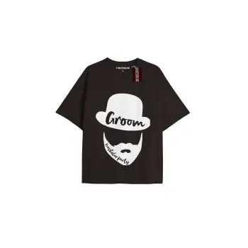 GROOM BACHELOR PARTY Unisex Oversize Yazılı Tshirt SİYAH