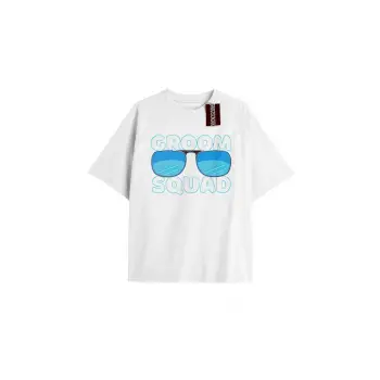 GROOM SQUAD Unisex Oversize Yazılı Tshirt BEYAZ