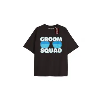 GROOM SQUAD Unisex Oversize Yazılı Tshirt SİYAH