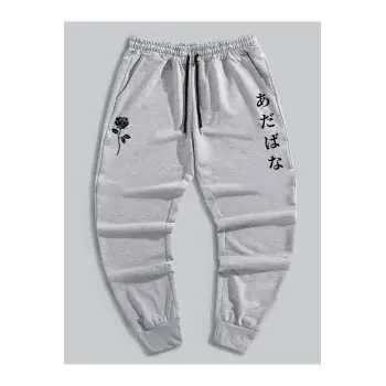 Guys Letter Floral Graphic Drawstring Eşofman Altı