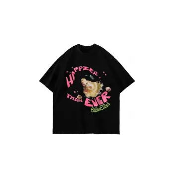 Happier Than Ever Baskılı Oversize Unisex Siyah