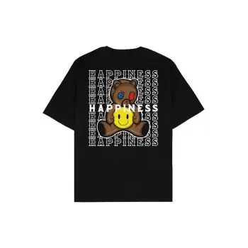 Happiness Siyah Oversize Unisex T-shirt