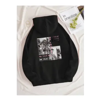Harajuka Sokakt Yazılı Grafik Sweat Siyah