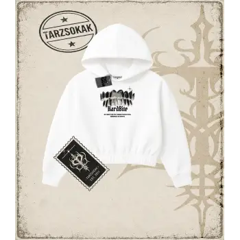 HARD BITE Kadın Crop Kapşonlu Sweatshirt