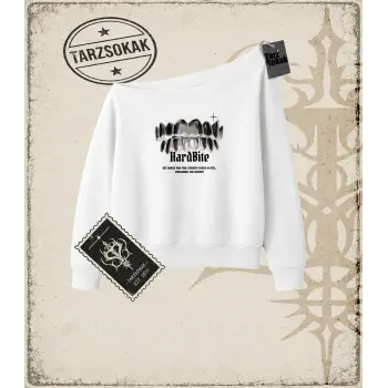 HARD BITE Kadın Kayık Yaka Sweatshirt