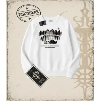 HARD BITE Oversize Unisex Bisiklet Yaka Sweatshirt