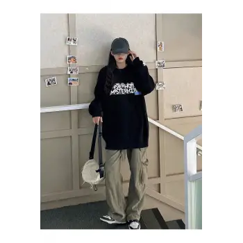 Harfli Grafik Düşük Sweat Siyah