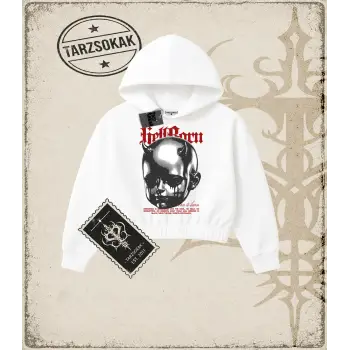 HELLBORN Kadın Crop Kapşonlu Sweatshirt