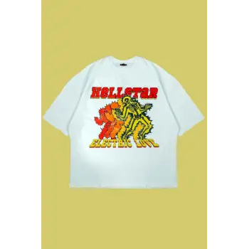 Hellstar Baskılı Beyaz Oversize Unisex
