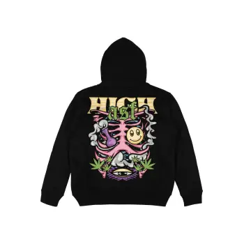 High Asf Siyah Oversize Unisex Kapüşonlu Sweatshirt Hoodie