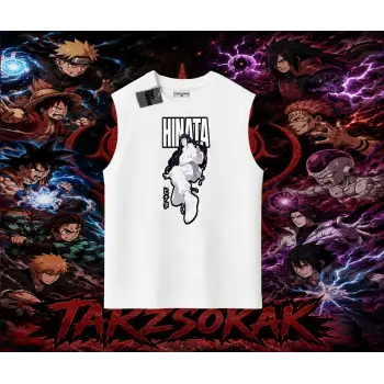Hinata Hyuga Naruto Anime Karakteri Oversize Unisex Kolsuz Tişört Beyaz