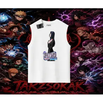 Hinata Hyuga Naruto Anime Karakteri Oversize Unisex Kolsuz Tişört Beyaz