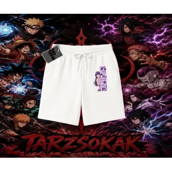 Hinata Hyuga Naruto Anime Karakteri Unisex Şort Beyaz