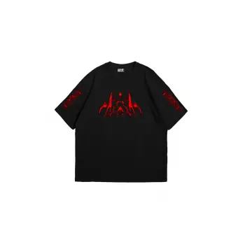 Holographic Red Baskılı Oversize Unisex Siyah