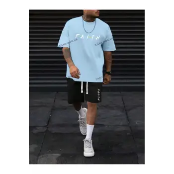Homme Erkek Yazılı Baskılı T-Shirt Ve Şort Takım