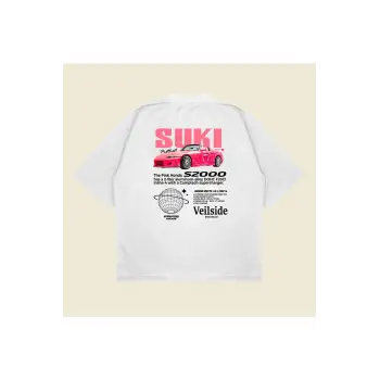 Honda Suki Baskılı Oversize Unisex Pamuklu Nefes Alan Kalın Kumaşlı