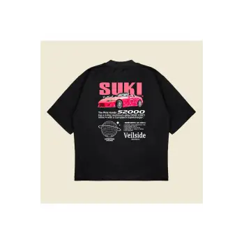 Honda Suki Baskılı Oversize Unisex Pamuklu Nefes Alan Kalın Kumaşlı