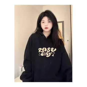 Honeyspot Letter Graphic Drop Shoulder Oversized Drawstring Hoodie Siyah