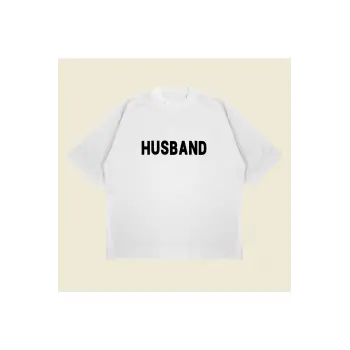 Husband Baskılı Oversize Unisex Pamuklu Nefes Alan Kalın Kumaşlı