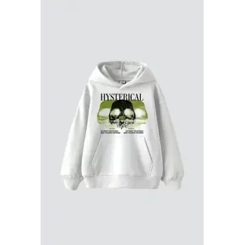 Hysterıcal Baskılı Oversize Unisex Beyaz