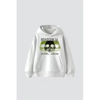 Hysterıcal Baskılı Oversize Unisex Beyaz