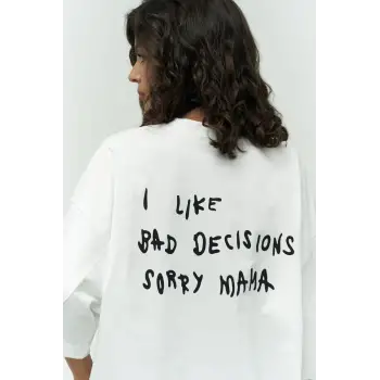 I Like Mama Beyaz Oversize