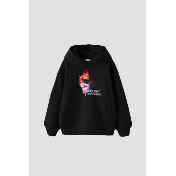 I See Ghost Baskılı Oversize Unisex Premium Siyah