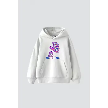 İllusion Woman Baskılı Oversize Unisex Beyaz