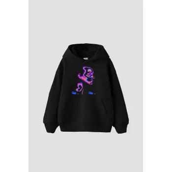 İllusion Woman Baskılı Oversize Unisex Siyah