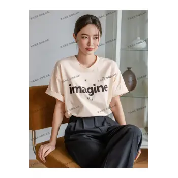 İmagine Baskılı Oversize Kalıp Unisex T-shirt