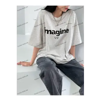 İmagine Baskılı Oversize Kalıp Unisex T-shirt