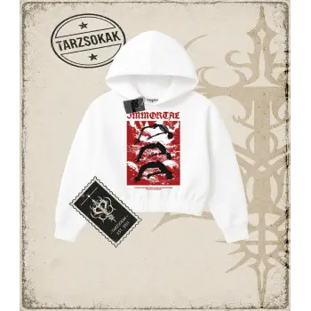 IMMORTAL Kadın Crop Kapşonlu Sweatshirt