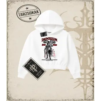 IMPERIUM Kadın Crop Kapşonlu Sweatshirt