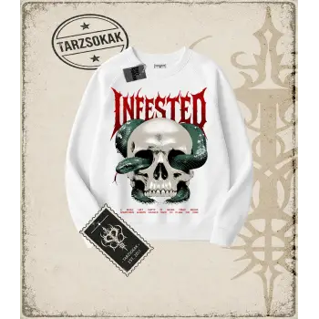 INFESTED Oversize Unisex Bisiklet Yaka Sweatshirt